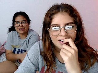 Team a few nerdy latinas playing with their pussies upstairs cam
